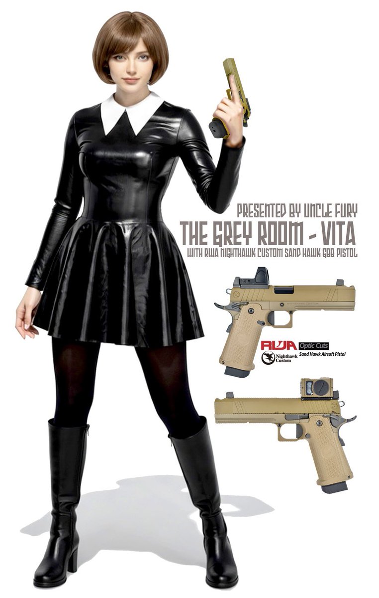 uncle_fury's tweet photo. Introducing “The Grey Room - Vita”
w/ RWA NightHawk Custom Sand Hawk GBB Pistol
Powered by T8
#AIgirl #thegreyroom #rwa #airsoft #nighthawkcustom #Sandhawk #gbb #t8 https://t.co/U84cd67TBT