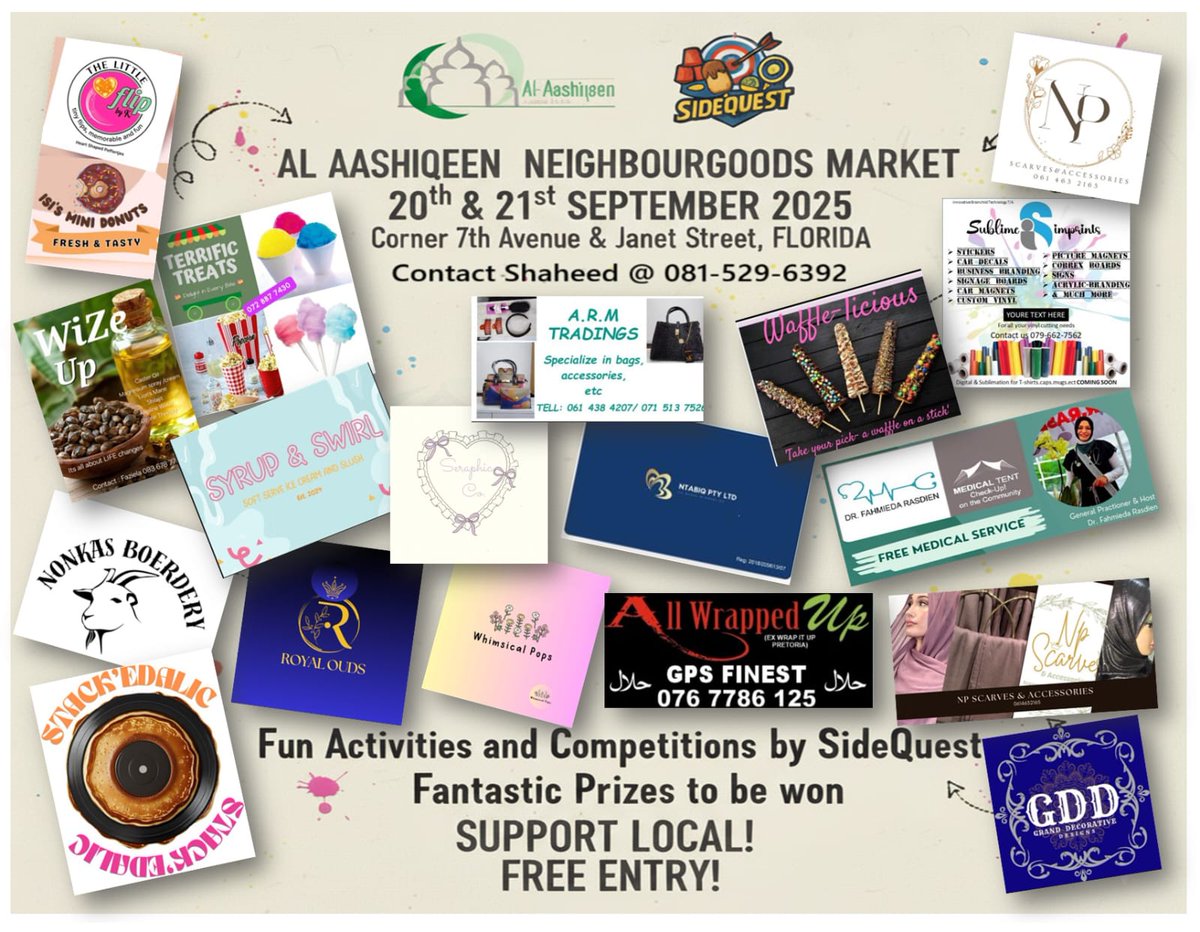 MARKET DAY AT SEE BELOW.  20 &amp; 21st SEPTEMBER 2025. Free entry. Fun for all. All WELCOME! FLORIDA