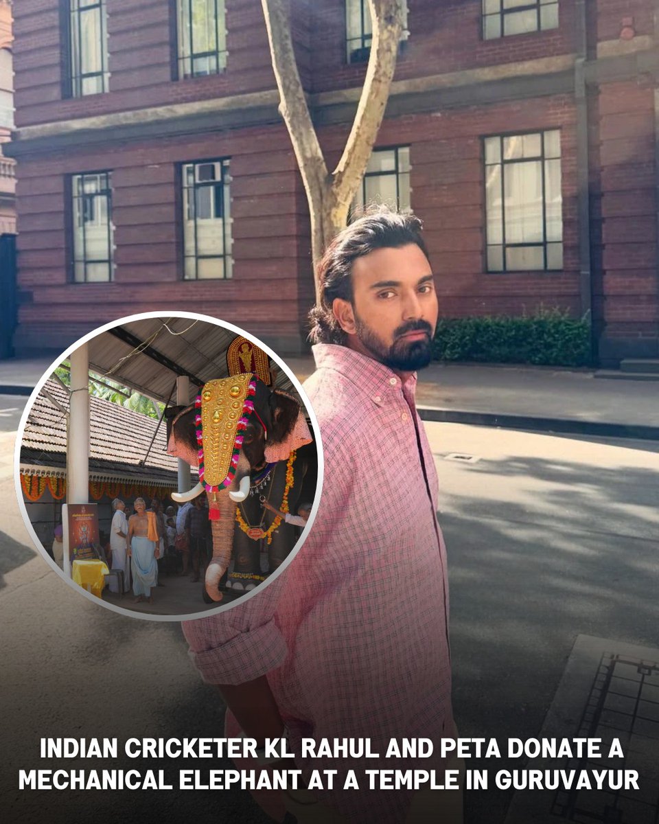 Calcutta_Times's tweet image. Indian cricketer @klrahul and #PETA India have donated a life-size mechanical elephant, Padmanabhapuram Padmanabhan, to Sree Padmanabhapuram Mahavishnu Kheeram near Guruvayur.

#cricketer #klrahul #latestnews #trending #southnews #benaglurunews