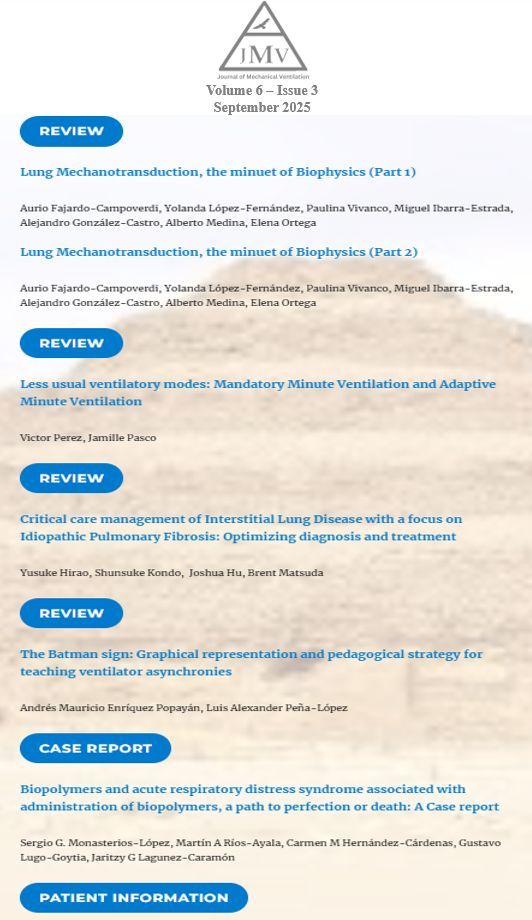Volume 6 - Issue 3
September 2025
Is now online
journalmechanicalventilation.com/2025-september…