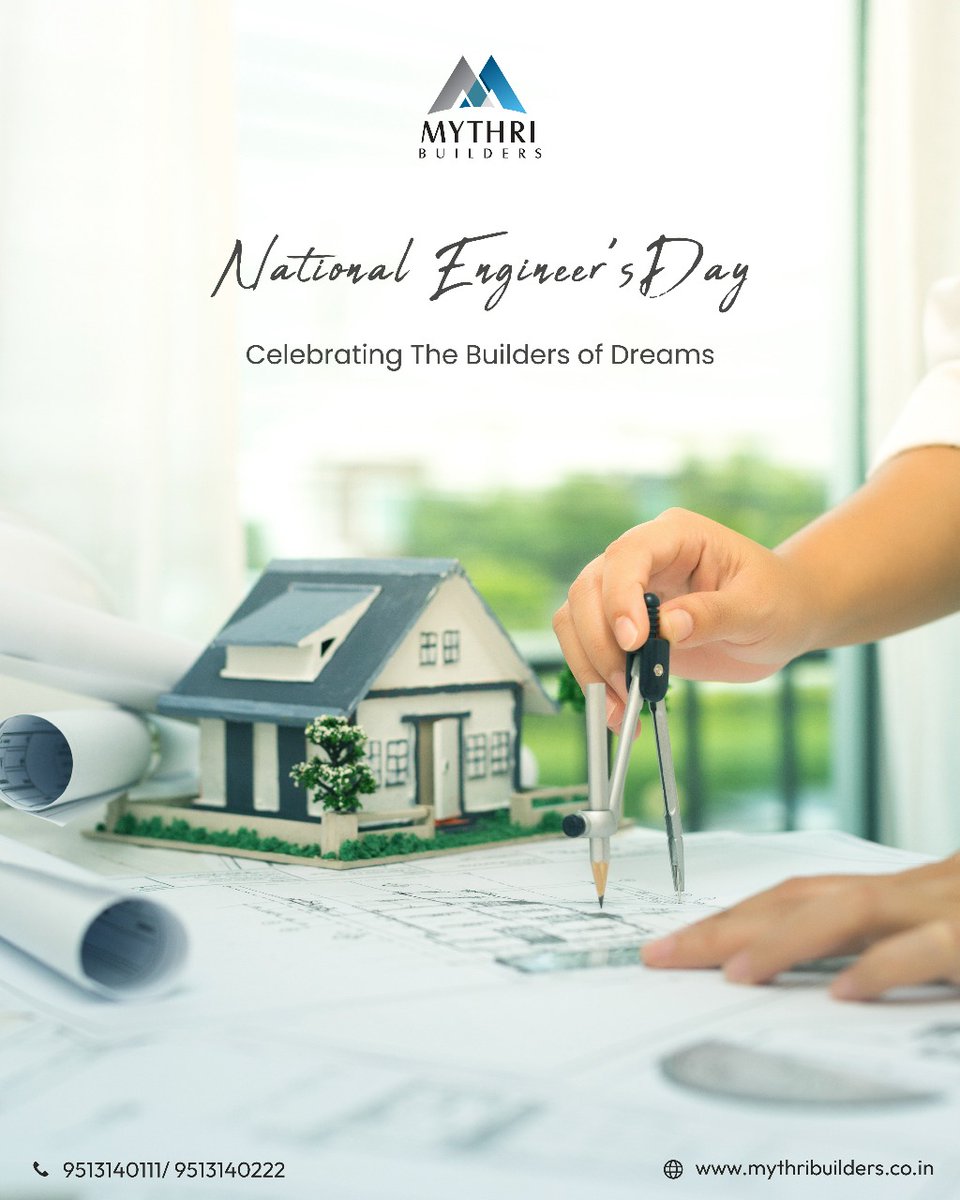 mythribuilder98's tweet photo. 👷 Happy Engineer’s Day 👷 

“This Engineer’s Day, Mythri salutes the minds that turn blueprints into lasting legacies.”
Get in Touch 📞 9513140111 | 222
🌐  Visit Our Web Site: https://t.co/A0jx8sCKzn

#TeachersDay #MythriBuilders #BuildingFutures #HomesWithHeart #MythriFamily https://t.co/efAzUnJG8W