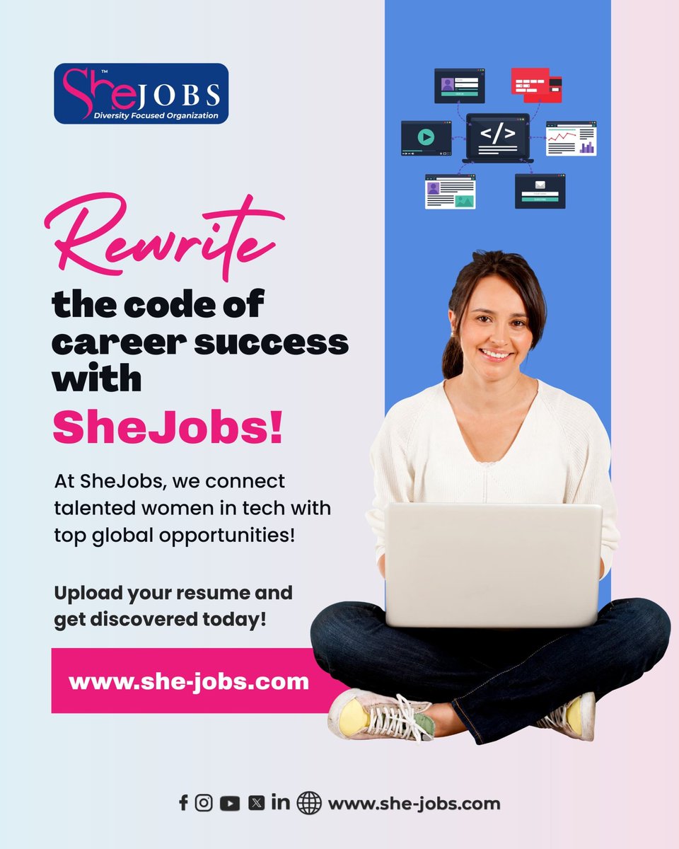 Ready to level up your tech career? 💻✨  

Rewrite your success story with 
SheJobs – where skilled women in tech meet top global opportunities! 🌍  

Upload your resume today at she-jobs.com and get discovered!  

#womenintech #SheJobs #careeradvice #jobsearch