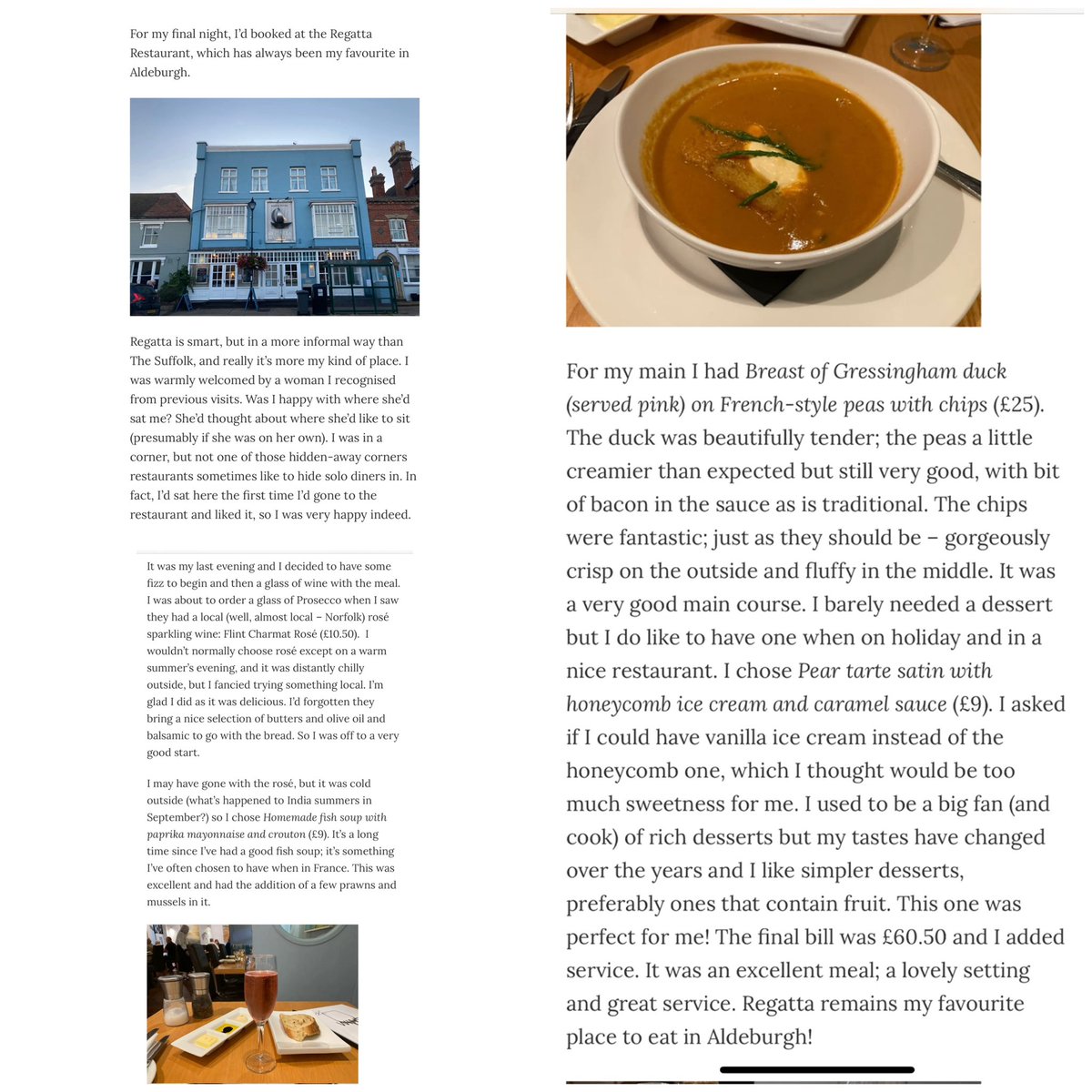 A fantastic review of Regatta by <a href="/travel_gourmet/">Kay Gale</a> #aldeburgh #suffolk