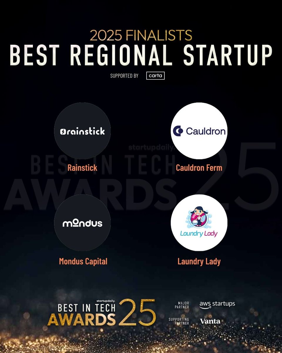 The finalists for Best Regional Startup at the 2025 Startup Daily Best in Tech Awards.

🏆 Winners will be announced at the Best in Tech gala dinner on Thursday, 25 September at Sydney’s Ivy Ballroom.

🎟️ Don’t miss out — book your tickets today: startupdaily.net/2025-startup-d…

Best of