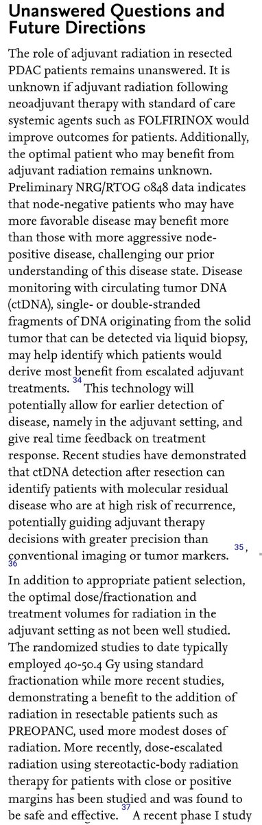 Evolution of Adjuvant RT: Pancreatic Cancer 
Even Ro Pancreatic resection= Recurrence Rate =70-80% with dismal 5y results =20-30%
1/3rd= Local relapse

Adj RT Vs Adj Chemo favouring mFOLFIRINIX:2025
Question: 
Integrate RT in Neoadjuvant or Adjuvant
SBRT
Dose escalation 
ctDNA