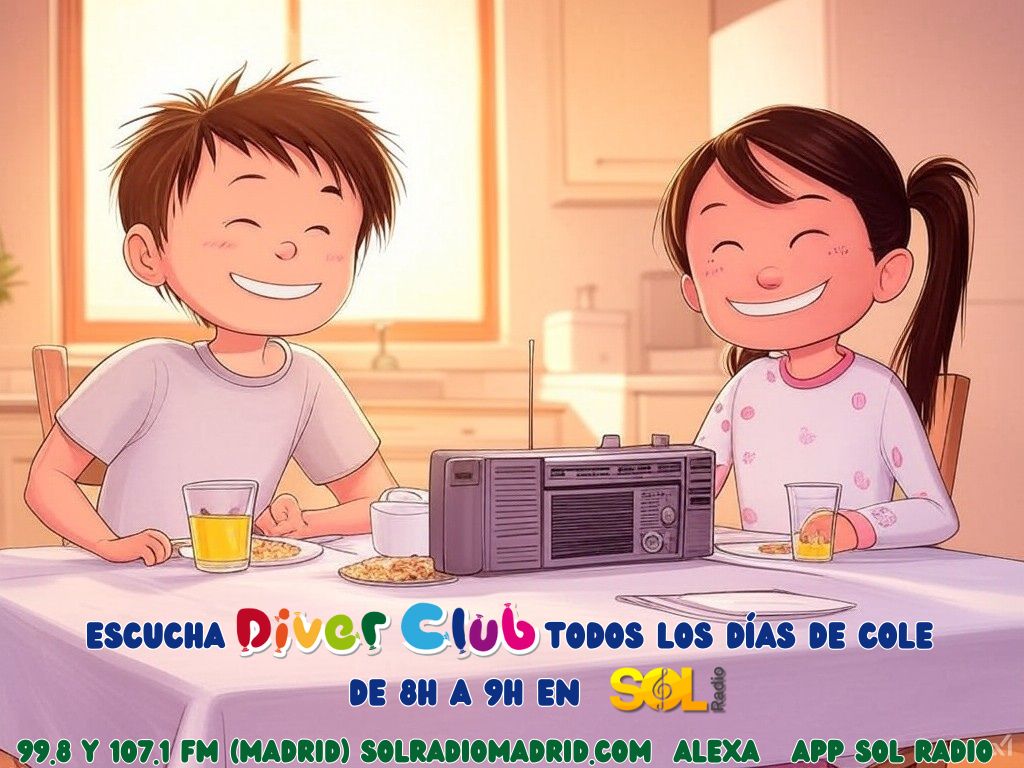 Ya sabes que Diverclub es el programa más divertido de la radio📻. 
👉🏻Todos los días de cole, de 8h a 9h, en el 99.8 y 107.1 si vives en Madrid, o en cualquier parte del mundo a través de la web de <a href="/solradiomadrid/">Sol Radio</a> o la app gratuita de Sol Radio. 
¿Nos escuchamos, familia?🎧