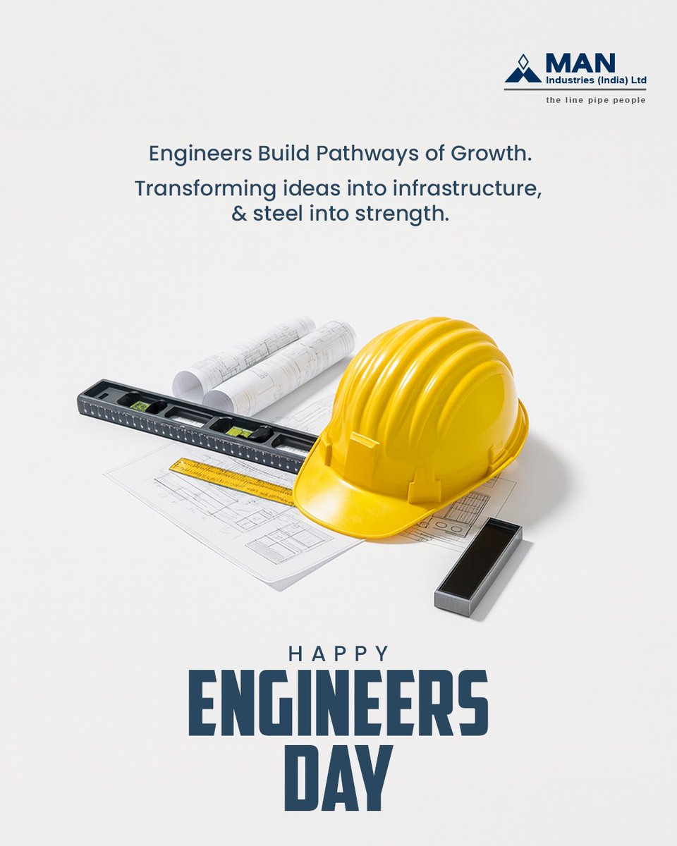 ManIndustriesIn's tweet photo. Behind every resilient structure, sustainable city, and pipeline of progress stands an engineer.

On this Engineers’ Day, we salute the minds that turn vision into infrastructure.

#EngineersDay #ManIndustries #SteelForGrowth https://t.co/uT868Xg4iC
