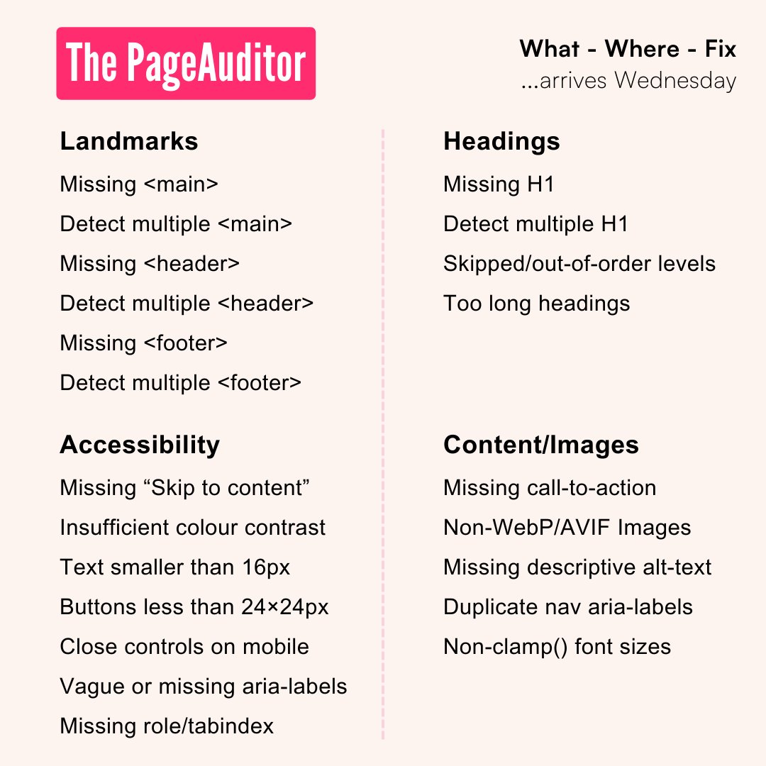 ImranWebsites's tweet image. I re-ignited my desire to get this done 7 days ago. It's done. We're ready. See you on Wednesday.
The PageAuditor goes Live.
#wordpress #CodeSnippet #websitedesign