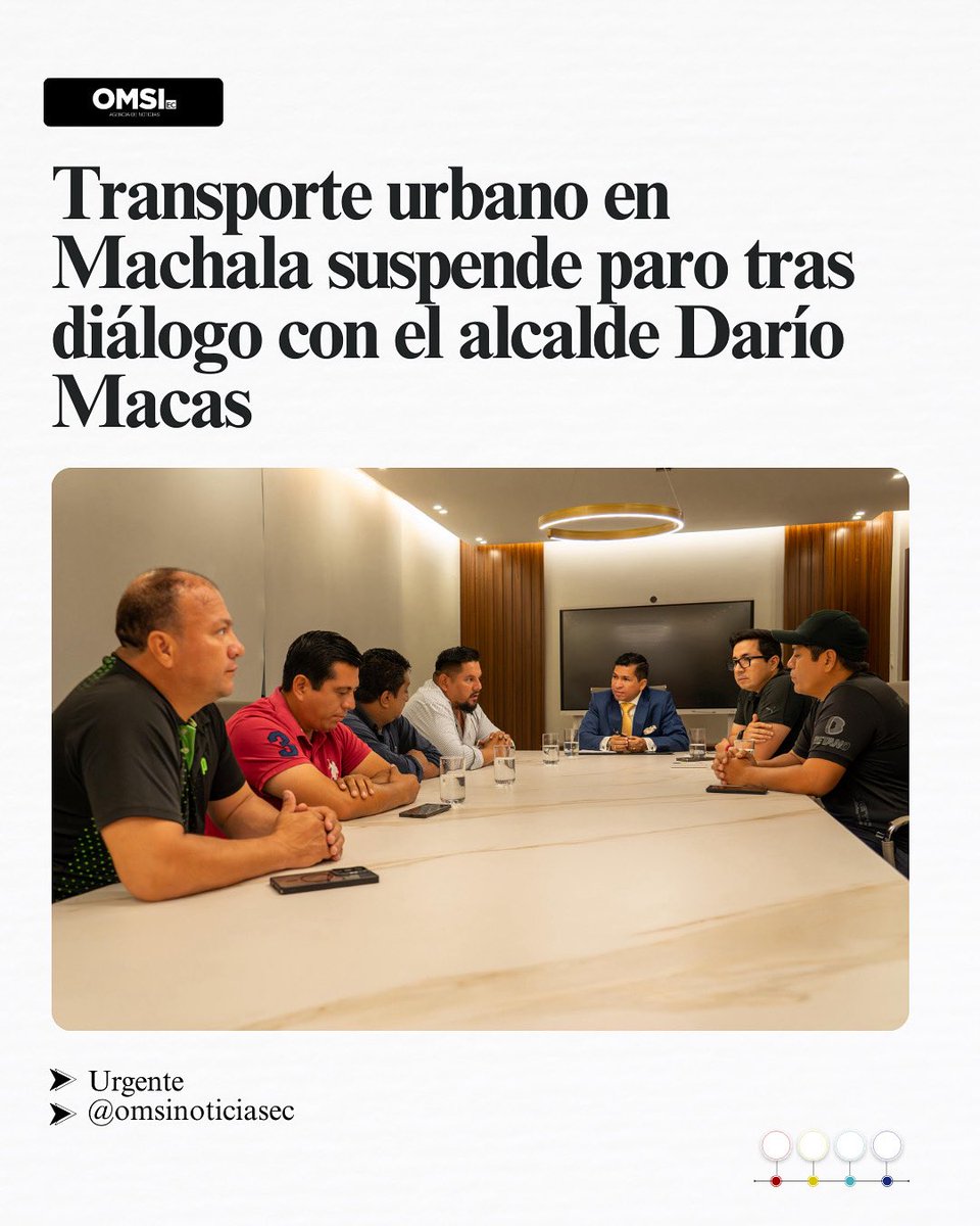 El paro de transporte urbano en Machala, previsto para este lunes 15 de septiembre por la eliminación del subsidio al diésel, fue suspendido.

Entérate: n9.cl/bx5xg