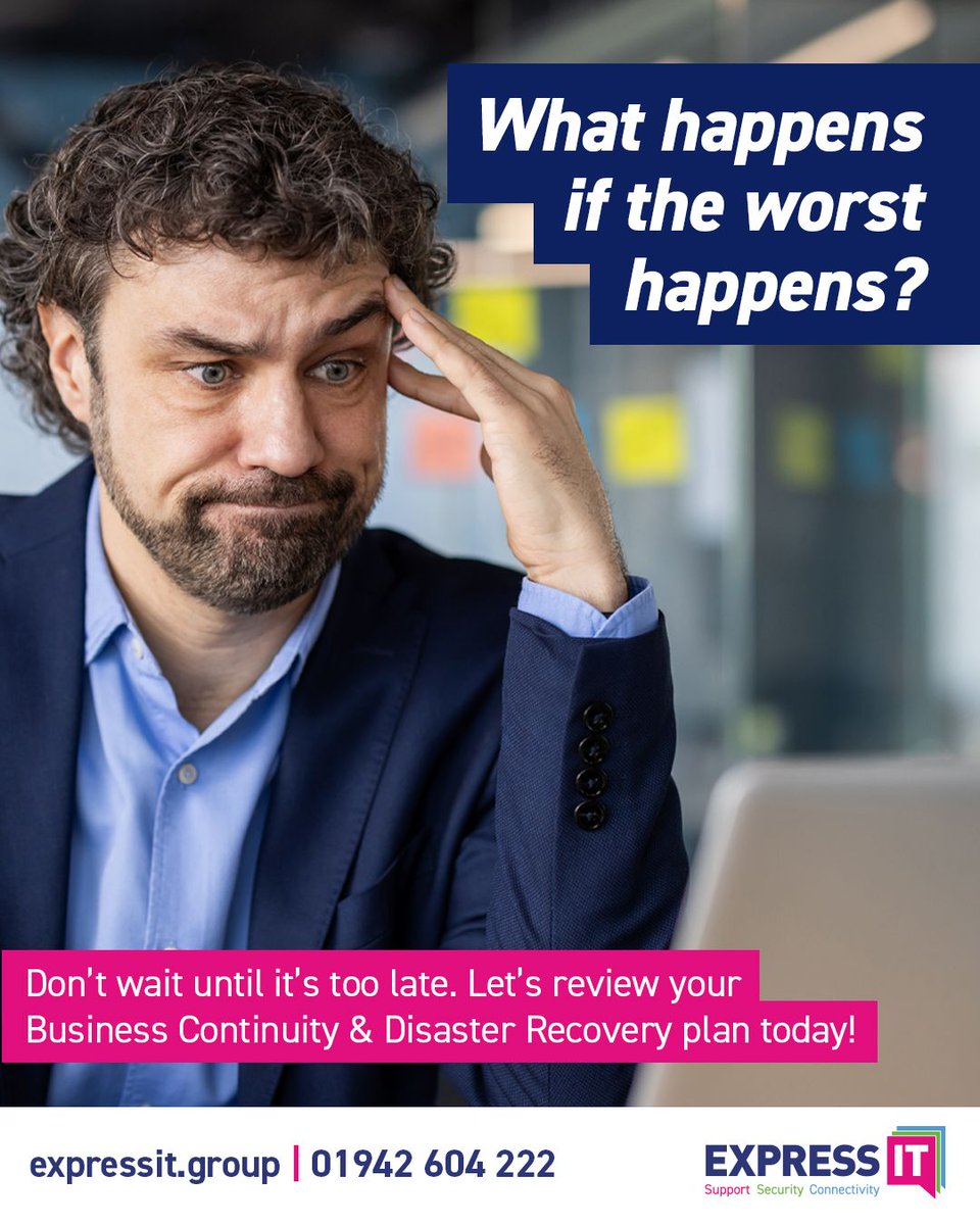 expressitgroup's tweet image. A cyber-attack, hardware failure, or even just human error can take your systems offline in seconds. 

Don’t wait until it’s too late. Let’s review your Business Continuity &amp;amp; Disaster Recovery (BCDR) plan and make sure your business is resilient. 

🌐 expressit.group