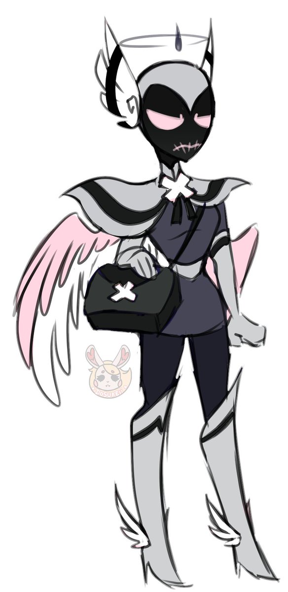 Made Evyn a "War Messenger" outfit, of course inspired by the exorcists uniforms for her to fit in.

I kinda like it :D ♥
-
#HazbinHotel #Evyn #HazbinHotelEvyn