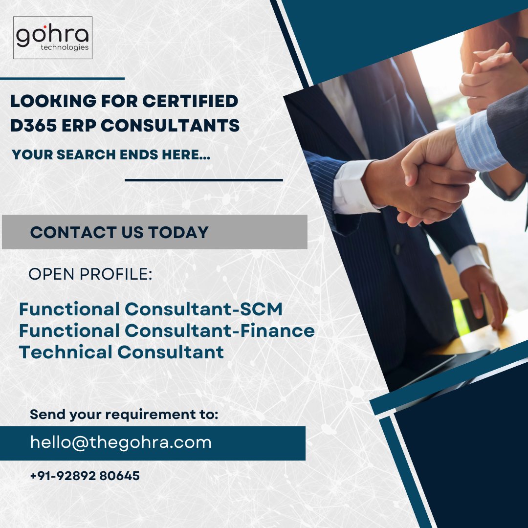 thegohra's tweet image. Looking for Expert and Experienced Resources of Microsoft Dynamics 365 ERP
Get in Touch with Us!

thegohra.com

#erp #msd365bc #bcerp #upgrade #bcupgrade #navtobc #nav2bc #gohratechnologies #gohra #erpupgrade #msdnav #erppartner #microsoftpartner