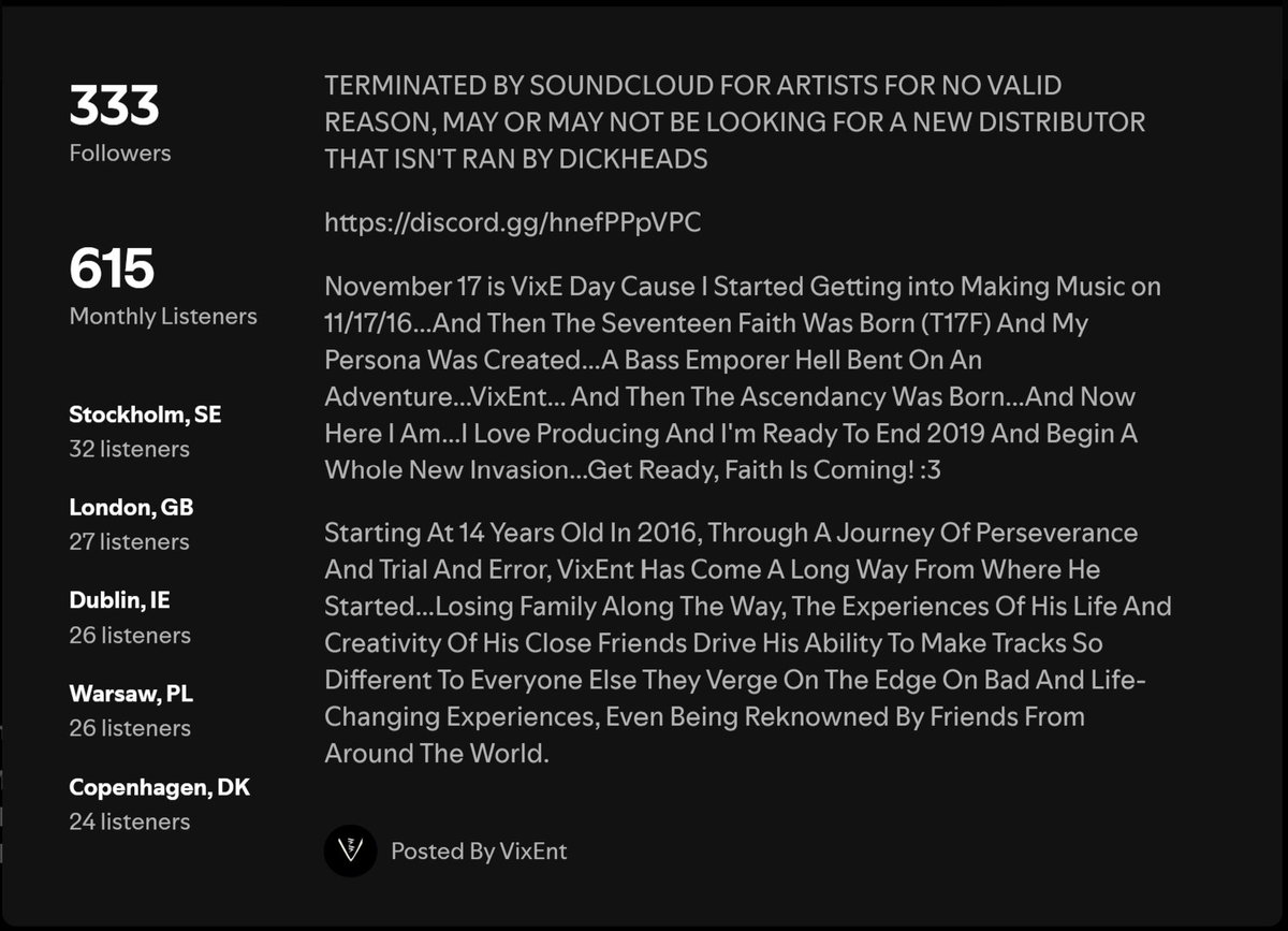PhenixiaEDM's tweet photo. We Would Like To Thank You For Your Continued Support In Our Dark Age, We're Still Getting Followers On Spotify Even With Our Erasure Pending (Even Though There's a 50/50 chance it's botted)

Thank You, From https://t.co/b2LPgc6nvk