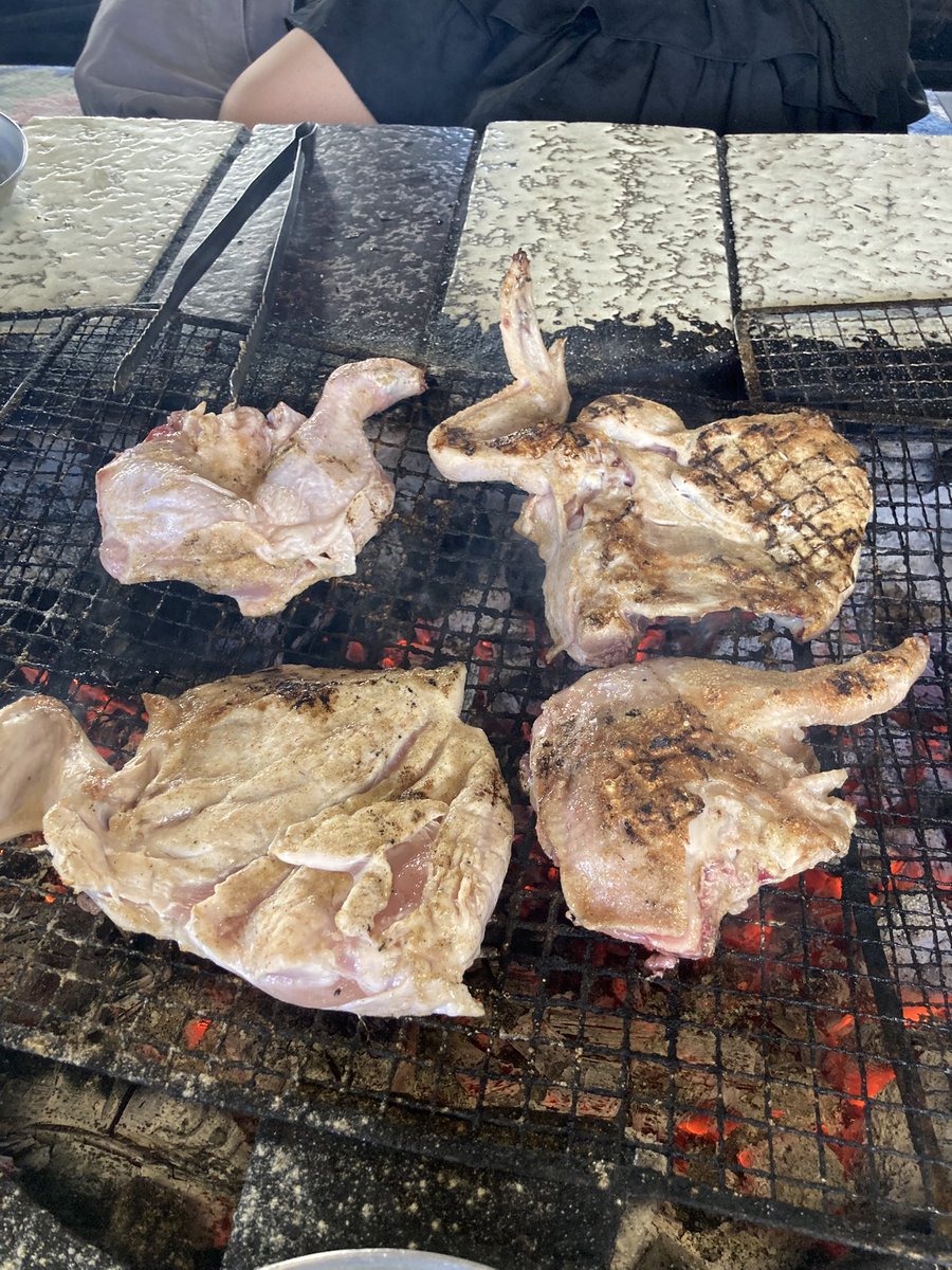 東千歳バーベキュー行ってきた！鶏肉！野菜！米！美味い！メニューはこれだけ！めちゃ腹一杯！肉はこれで２人前！美味い！