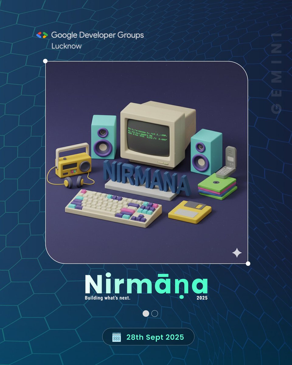 Glow-up alert ✨ Nirmāna 2025 just got a tech twist!
If nano-banana ruled the feed, wait till this takes over👀
Peep the new visuals!
Just a taste of the creativity and tech magic brewing for Sept 28th!
Which poster are you vibing with?
#gdglucknow #gemini #nanobanana #Nirmāṇa