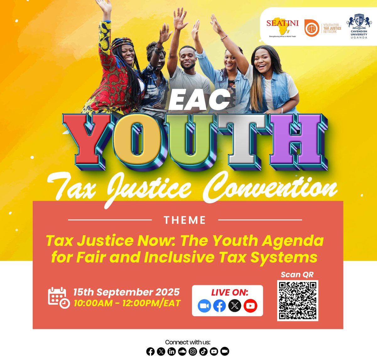 🎉 Today is the day! 🚀 The EAC Youth Tax Justice Convention kicks🇺🇬 with youth joining virtually across the region 🌍✊

Theme: “Tax Justice Now: Advancing the Youth Agenda for Fair and Inclusive Tax Systems in the EAC” 💬⚖️🔥

📝 Join us live 👉 us02web.zoom.us/meeting/regist…

📺