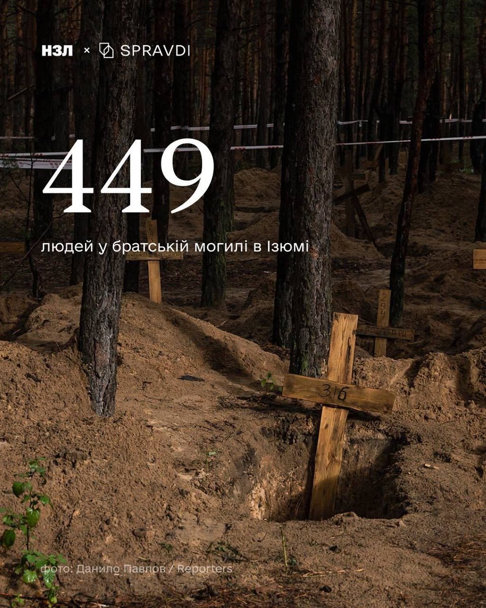 Mass graves in Europe.
The murderers came from russia.

Third anniversary of the discovery of mass graves near Izyum

On September 15, 2022, after the liberation of part of the Kharkiv region, mass graves were discovered near Izyum – 449 dead, including over 400 civilians