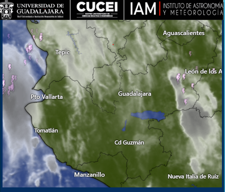 RadarDopplerUdG's tweet photo. Por el momento no registra #lluvia en el #AMG y sus alrededores; pero en la imagen de satélite se observa nubosidad con potencial de lluvia y actividad eléctrica hacia la Región Ciénega: (#Jamay) y #Altos Sur (#Jesus María). Manténgase informado. https://t.co/7dtj5absSF