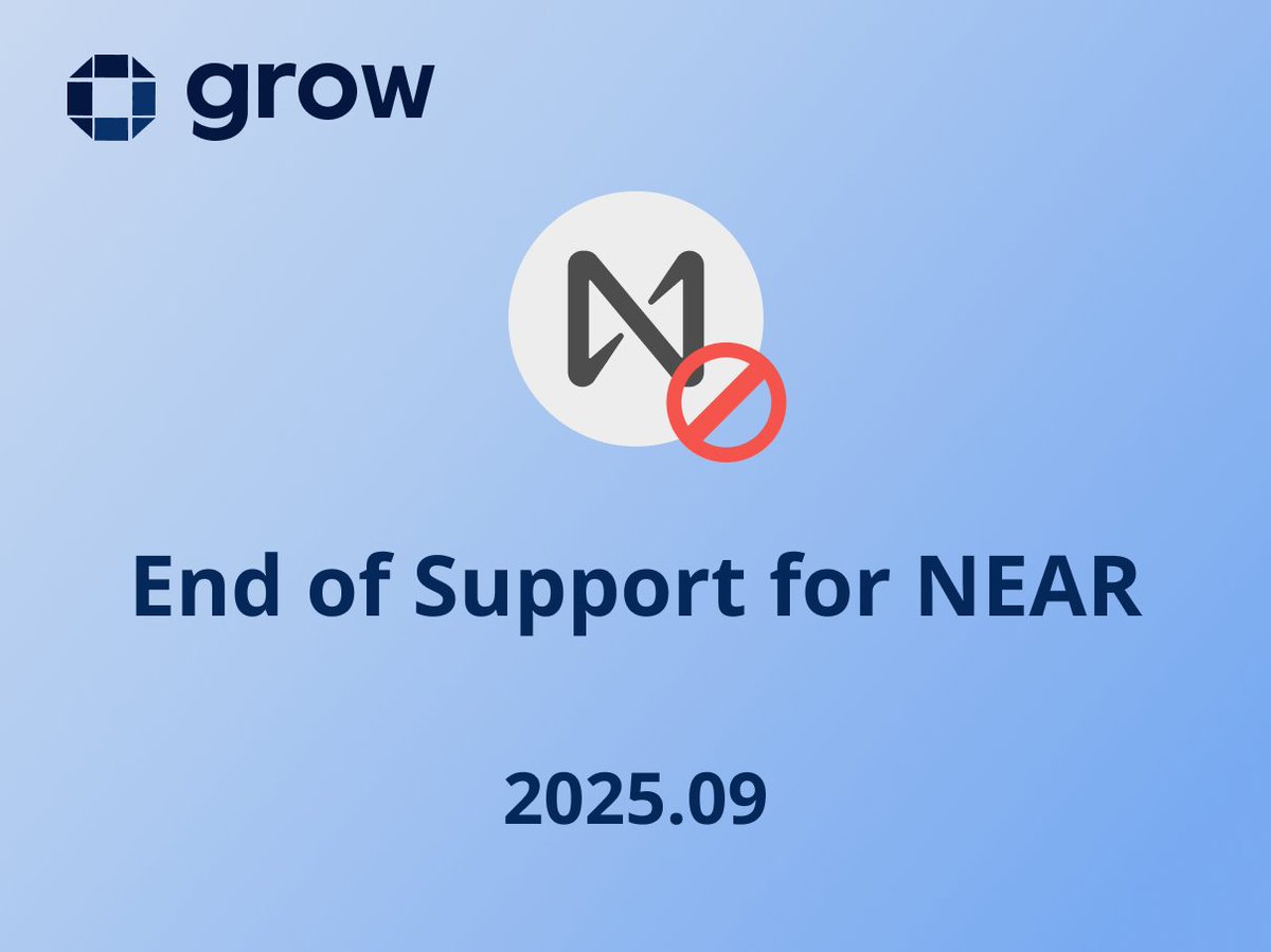 grow3io's tweet image. 📢 Important Notice: End of Support for NEAR

Starting September 17, 2025, GROW will officially discontinue NEAR deposits and staking services.

Link below for more details: bit.ly/4ppaXuK

#MakeCryptoSimple #GROW