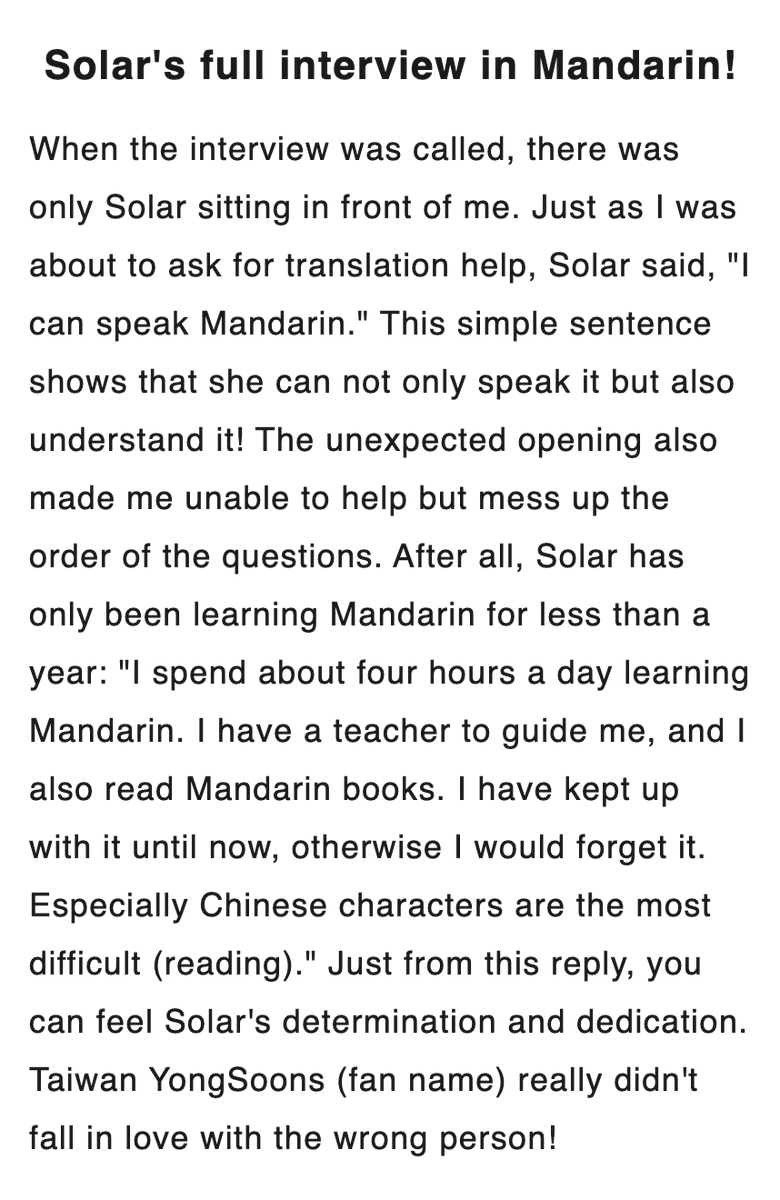 DragonKazoo77's tweet photo. "I spend about four hours a day learning Mandarin. I have a teacher to guide me, and I also read Mandarin books. I have kept up with it until now, otherwise I would forget it. Especially Chinese characters are the most difficult (reading)."

#SOALR #솔라 #JUKSYPLUS 250915 https://t.co/gJVwIt5LUz