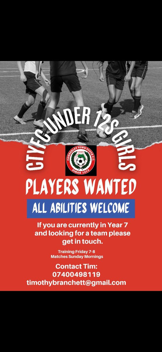 CTYFC (@ctyfc1973) on Twitter photo We’re recruiting!  
Come and join the grassroots club with the fastest growing girls section in the local area!⚽️
#PlayersWanted #U12FOOTBALL #surreyfootball <a href="/DontWork_Friday/">I don't work Fridays</a> <a href="/surreyfa/">Surrey FA</a> <a href="/ctyfc_g/">CTYFC_Girls</a> We’re recruiting!  
Come and join the grassroots club with the fastest growing girls section in the local area!⚽️
#PlayersWanted #U12FOOTBALL #surreyfootball <a href="/DontWork_Friday/">I don't work Fridays</a> <a href="/surreyfa/">Surrey FA</a> <a href="/ctyfc_g/">CTYFC_Girls</a>