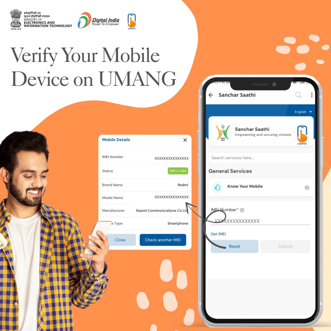 UmangOfficial_'s tweet image. Beware of fake mobile devices before you buy. Check the IMEI number of your mobile phone on the UMANG app to validate its authenticity. 

#Digitalindia #UMANGapp #IMEI #mobilephone