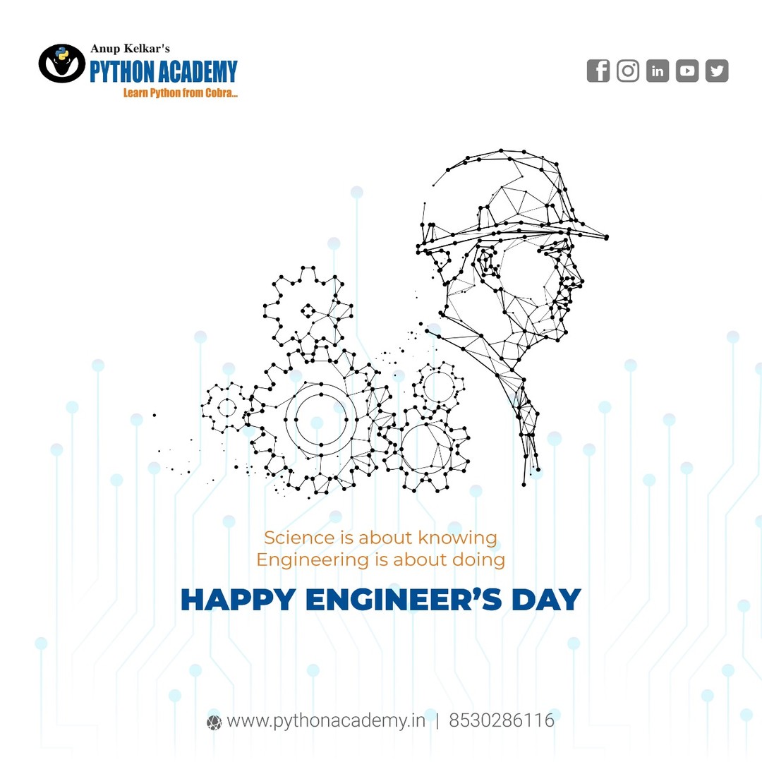 PythonAcademy's tweet image. To all the engineers who design, debug, and deploy with courage—Anup Kelkar’s Python Academy salutes your creativity, your curiosity, and your contribution. Happy Engineers’ Day!