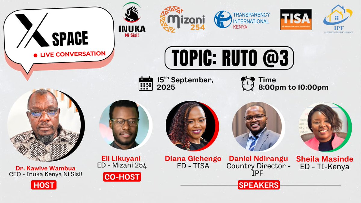 Happy New Week! 
Ruto @ 3 🕒
Three years into his presidency, Kenyans are asking tough questions:

💰 Economy &amp; Cost of Living – Have livelihoods improved or worsened?
🏛️ Governance &amp; Leadership – Is delivery matching promises?
🗣️ Civic Freedoms &amp; Democracy – Are our rights being