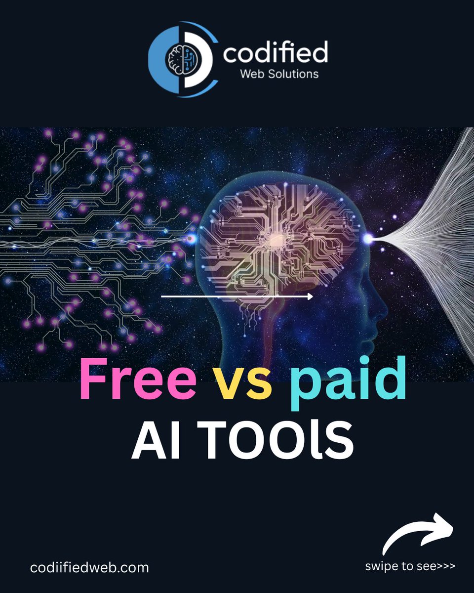 CodifiedWeb's tweet image. Free AI tools or Paid AI tools – which one works best for you?
Free tools give you convenience, but Paid tools unlock powerful features & accuracy
#AItools #FreeVsPaid #CodifiedWeb #DigitalSolutions #SmartChoices #AIinBusiness #TechSavvy #Innovation #AIgrowth #AIcommunity