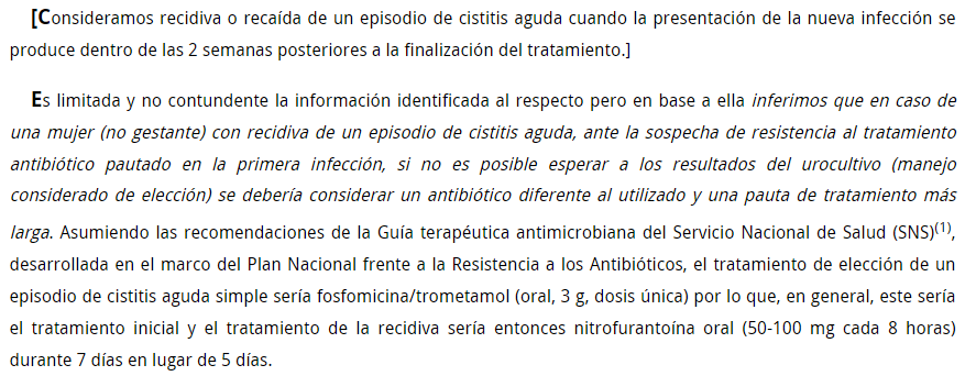 (Preevid) Tratamiento antibiótico en mujer con recaída de cistitis aguda 👩🦠
▶️Si no es posible esperar a los resultados del urocultivo (manejo considerado de elección), considerar un antibiótico diferente al utilizado y una pauta de tratamiento más larga murciasalud.es/preevid/26514