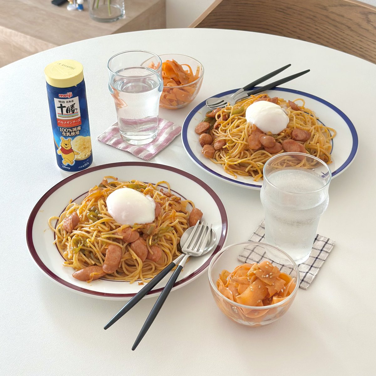 ナポリタン温泉卵のせ🍝