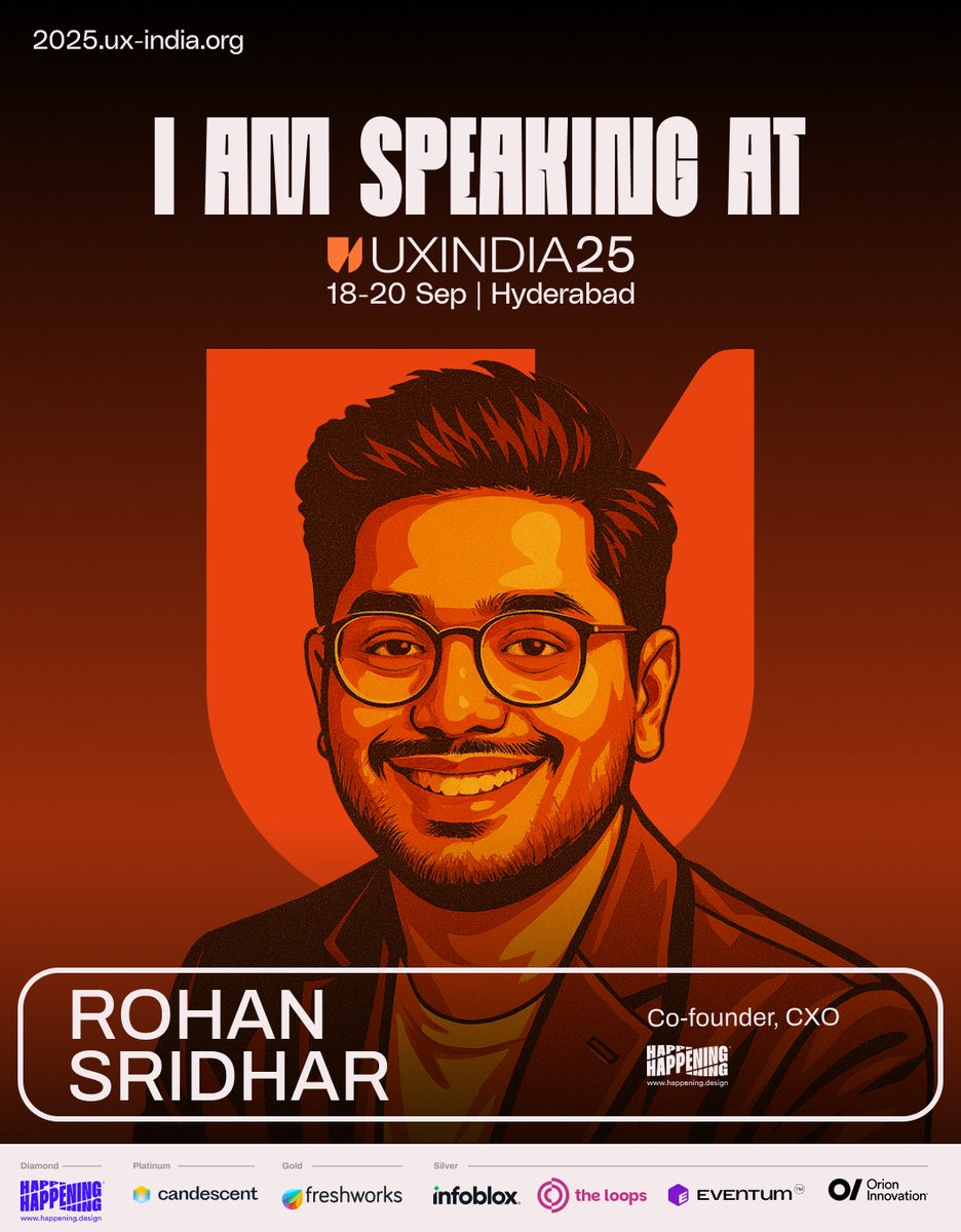 Thrilled to be delivering a Keynote at #UXINDIA25 in Hyderabad this Sept! 🎤

🗓️ Sept 18
💡 Talk: “When Products Start Thinking”

How AI is transforming design by enabling products to think, adapt &amp; evolve.

#AIUX #FutureOfDesign #KeynoteSpeaker