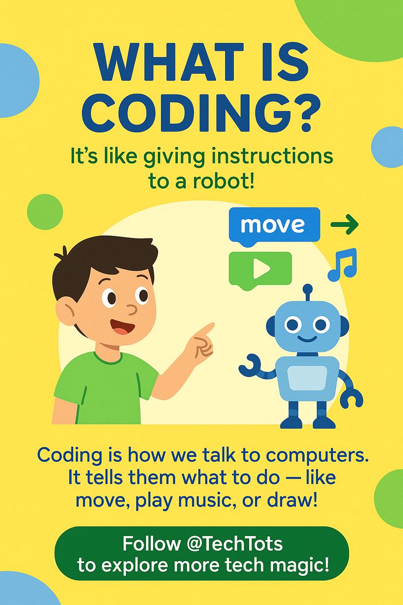 TechTotsGen's tweet image. At TechTots, we make tech fun, playful, and easy to understand for the young ones.  
Ready to explore the magic? 🪄✨  

👇  
Follow @TechTotsGen and let’s build the future, one line of code at a time! 🚀  
#TechTots #KidsWhoCode #STEMeducation #FutureInnovators #CodingIsFun
