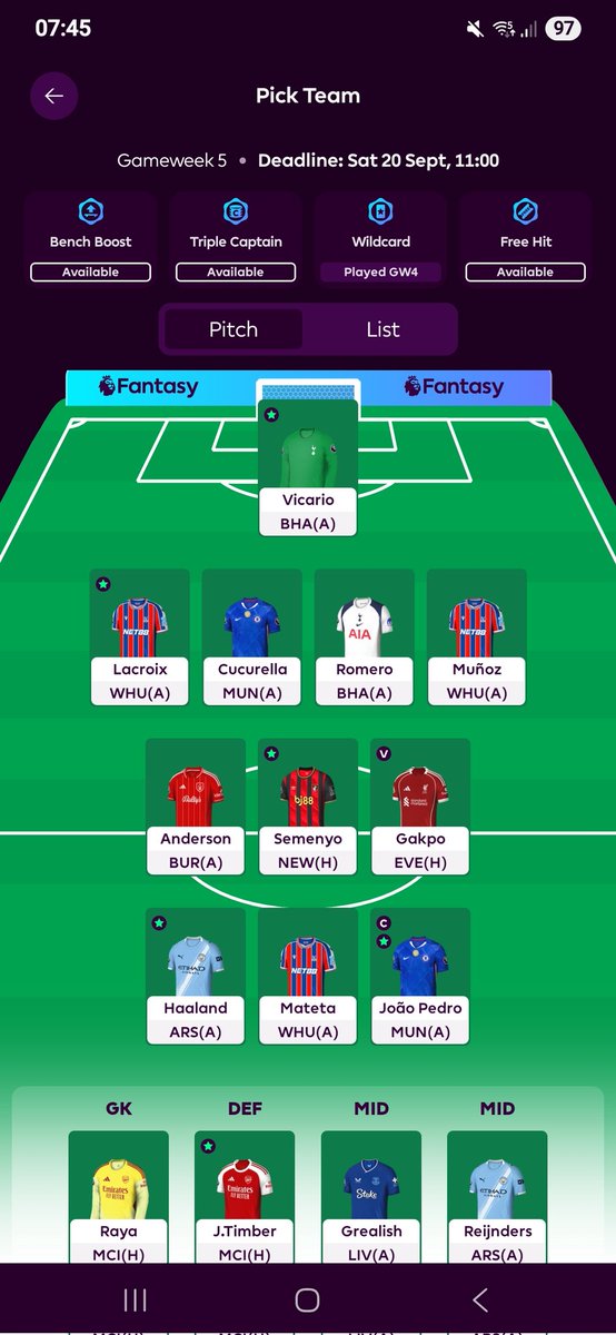GW5 🚌 Team 
🎲 
2 FTs for GW6