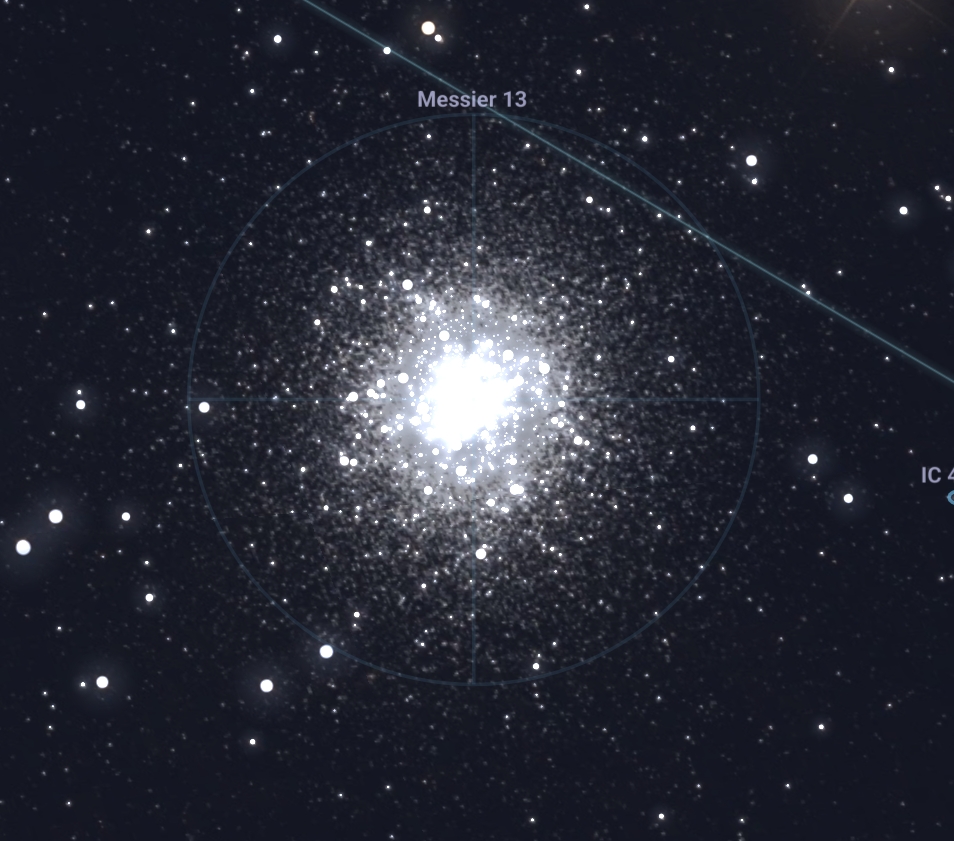 A stunning view of Messier 13, a truly massive globular cluster. It contains hundreds of thousands of stars in a dense, beautiful sphere.