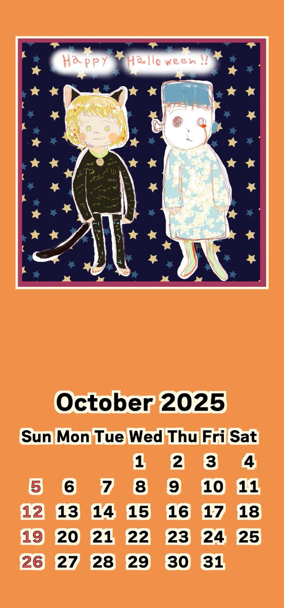 こんにちは🙌でじるみ旭川です🌟

でじるみ旭川では10月の【スマホ用壁紙カレンダー】を配布いたしました！👏✨

1枚目がでじるみ旭川の休業日に印がついているカレンダー、2枚目が通常のカレンダーとなっております🎶
利用者さんが描いた素敵な10月イラストが載っています！
