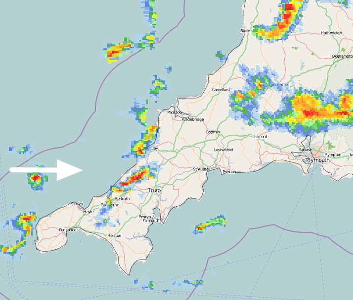 Good Morning, all. The winds will be reducing; by this afternoon, the highest gust I've seen was 62 mph on the north coast last night
Today showers some heavy but also some sunny intervals High 16C/61F Jeff Weather Cornwall <a href="/CHBNRadio/">CHBN Radio</a>  <a href="/BBCCornwall/">BBC Cornwall</a>