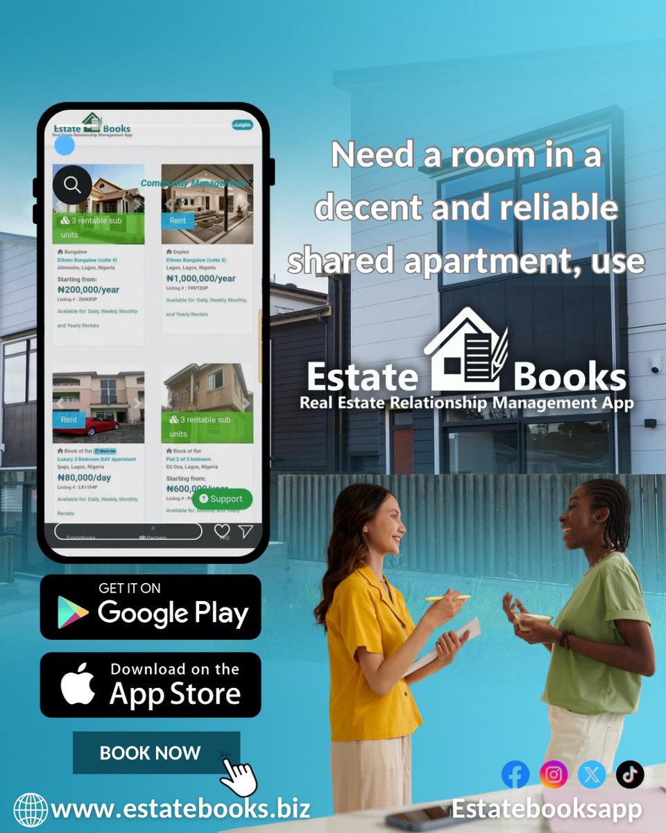 estatebooksapp's tweet photo. Find your space with ease on Estate Books App 
Download now to get started!

#EstateBooks #SharedApartment #RoomForRent #SmartHousing #PropertyApp #RentalMadeEasy https://t.co/Jp5TqzsA6Q