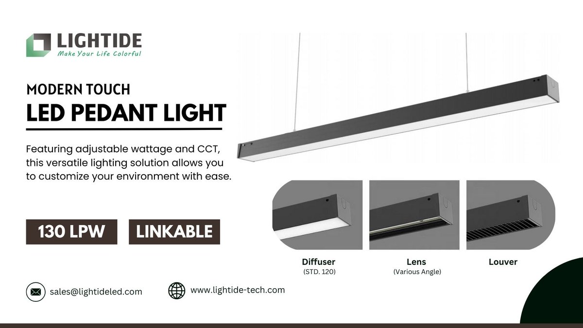Linear Pendant Light Fixture LED Linkable Office House Lighting lightide-tech.com/product/linear…