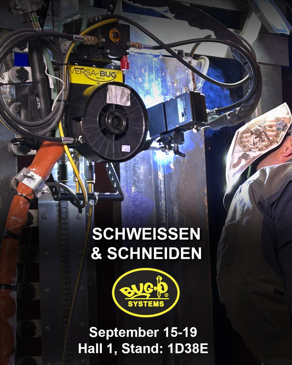 BugOSystems's tweet image. Join us today at the Schweissen & Schneiden Trade Fair, Hall 1, Stand 1D38E. Check out what's new and meet the BUG-O team, who can help you choose BUG-O mechanization for your fabrication challenges. #Bugo #BugoSystems #MadeInUSA #schweissenundschneiden #messeessen #welding