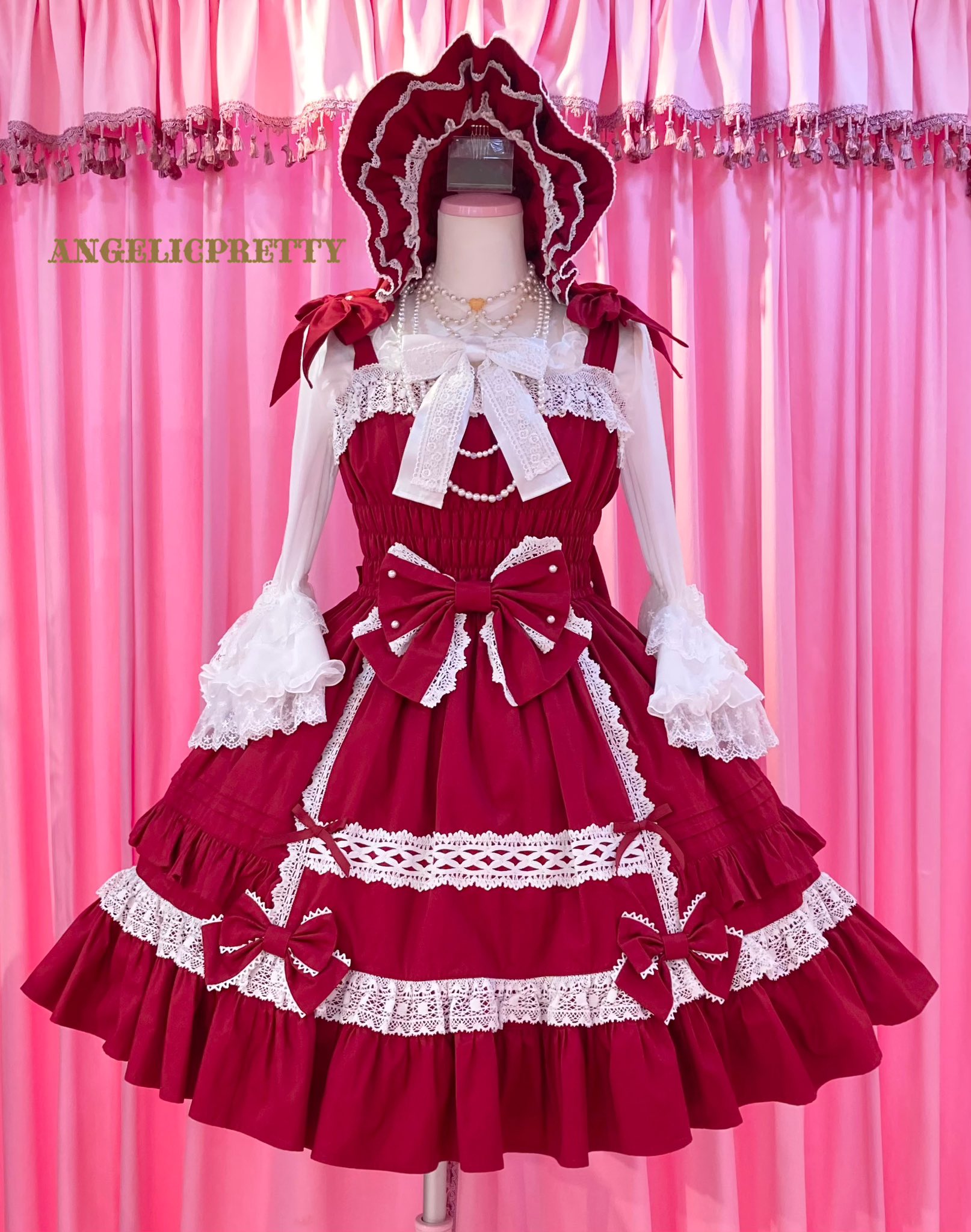 Angelic Pretty リボンシャーリングジャンパースカート Angelic Pretty リボンシャーリングジャンパースカート 商品詳細