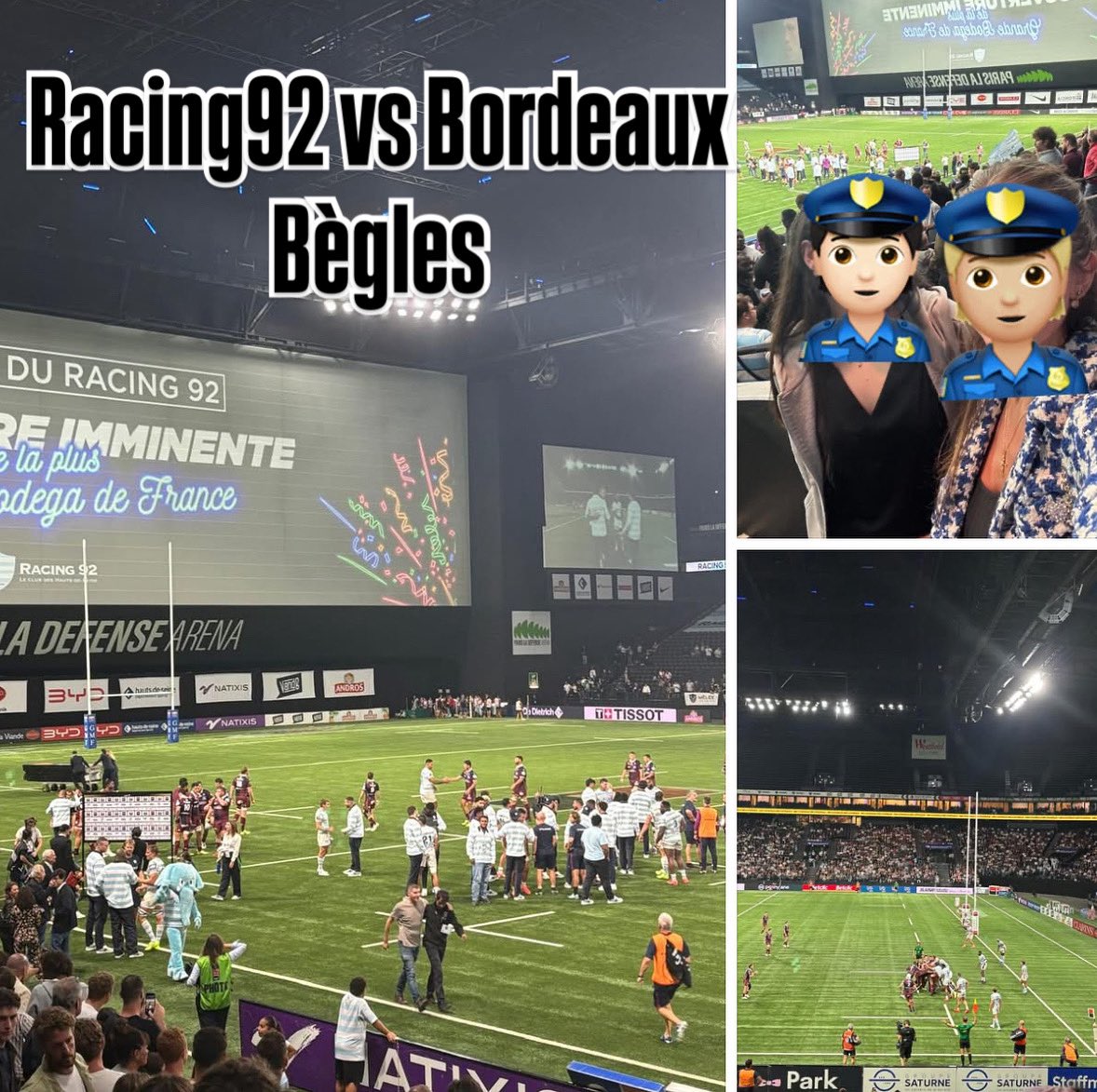 Fraternité Police a proposé à ses membres des places pour Racing 92 🆚Bordeaux Begles au Paris La Defense Arena ! Merci à nos généreux donateurs et bienfaiteurs ! Fraternité police fera toujours profiter des policiers membres de l’association de tous les dons que  nous recevons !