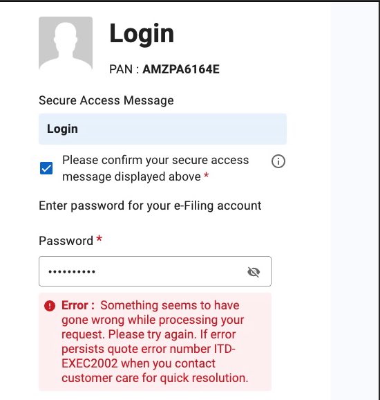 p_grover's tweet photo. @IncomeTaxIndia @nsitharamanoffc @officeofPCM @FinMinIndia @PIB_India @PIBFactCheck @MIB_India This is message after clearing the cache, restarting the browser and restarting the machine https://t.co/zbx6IpjgBI