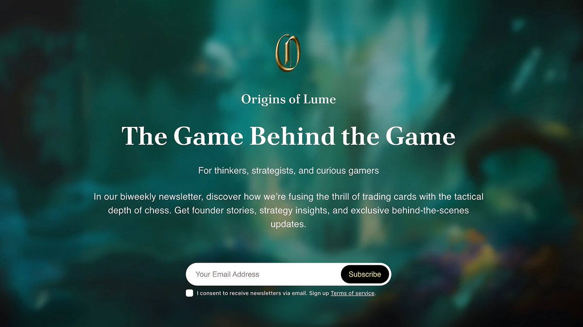 originsoflume's tweet photo. Get an exclusive look at the game behind the game with Origins of Lume! 
Sign up for our biweekly newsletter and discover how we're fusing trading cards with strategic gameplay.

Sign up here: https://t.co/6YhuSGmUd1

#NFT #Newsletter #web3 https://t.co/KIMGzvjAAz