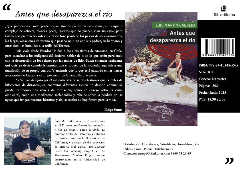 DBecerraMayor's tweet image. Este miércoles, a las 19h, estaré en EnClave de Libros acompañando a mi buen amigo Luis Martín-Cabrera, que presenta Antes que desaparezca el río, una eco-novela de autoanálisis sobre desplazamientos físicos y simbólicos, diásporas y reconciliaciones, síntomas y silencios.