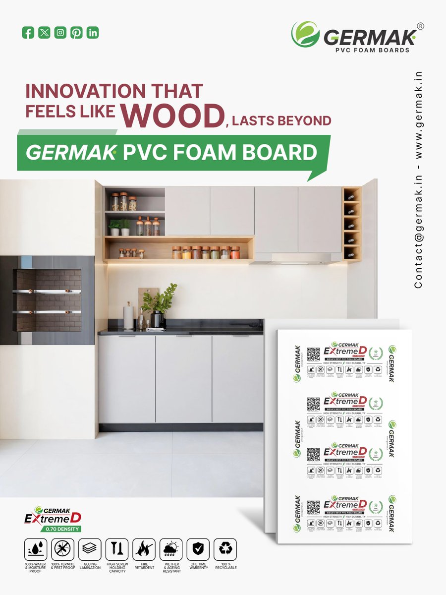 GermakPVCBoards's tweet image. GERMAK PVC Foam Boards🌟

📦 DM us for more info!
📧 Email Us: contact@germak.in
📍 Visit us at: germak.in

#GERMAK #PVCFoamBoards #ExtremeD #WoodAlternative #SustainableInnovation #EcoFriendlyMaterials #InteriorDesign #ModularFurniture
