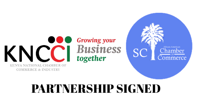 kenya_chamber's tweet photo. KNCCI has signed a landmark MoU with the South Carolina African American Chamber of Commerce (SCAACC) to strengthen trade, investment, and economic cooperation between Kenya and the U.S.

Key areas of collaboration:
✅ Exhibitions & Trade Fairs
✅ Business Information Exchange
✅ Technology & Innovation
✅ Trade Missions & Networking
✅ Publications & Communication

Benefits for Kenyan businesses:
🌍 Market access to South Carolina & U.S.
💰 New investment opportunities in agribusiness, ICT, manufacturing, tourism & renewable energy
📈 Capacity building & exposure to U.S. innovation
🤝 Stronger diaspora linkages with African American entrepreneurs https://t.co/k7jTfope72 #trade #Kenya #USA @SCBlackChamber