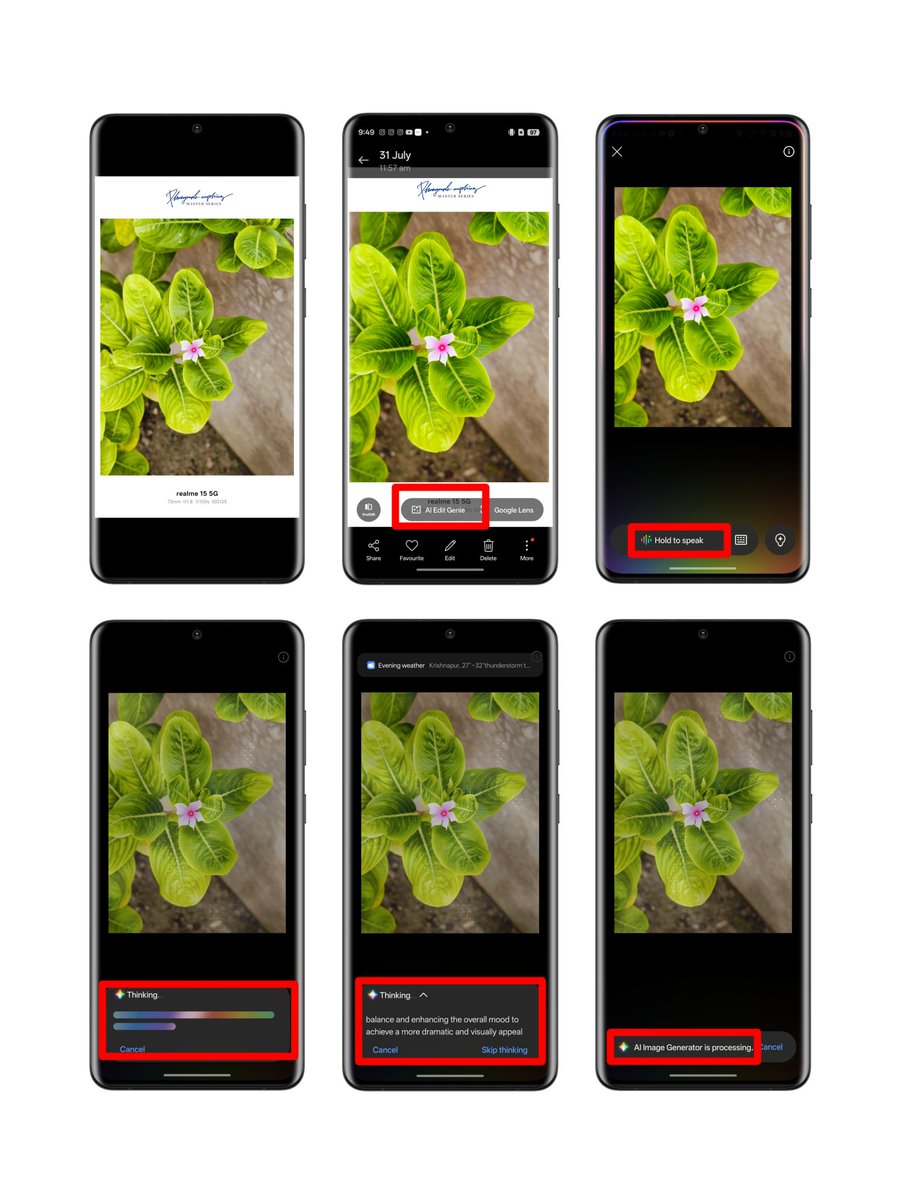 Sudeshnachj96's tweet photo. The realme 15 5G introduces AI Edit Genie, a powerful AI-based photo editing tool designed to simplify and elevate your photography experience.
AI Edit Genie is a smart photo editing assistant powered by advanced AI algorithms. It enhances, modifies, and stylizes your photos. https://t.co/DawLZqnnvK