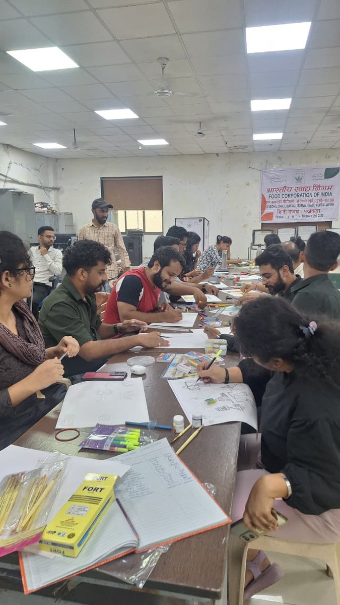 FCIDOBorivali's tweet photo. "When good people in any country cease their vigilance and struggle, then evil men prevail." — Pearl S. Buck
Enthusiasm of officers/ officials at Poster making competition under VAW campaign 2025 @fci_borivali 
#participative #vigilance #awareness #VigilanceAwarenessWeek https://t.co/lp7LHHz1Ei