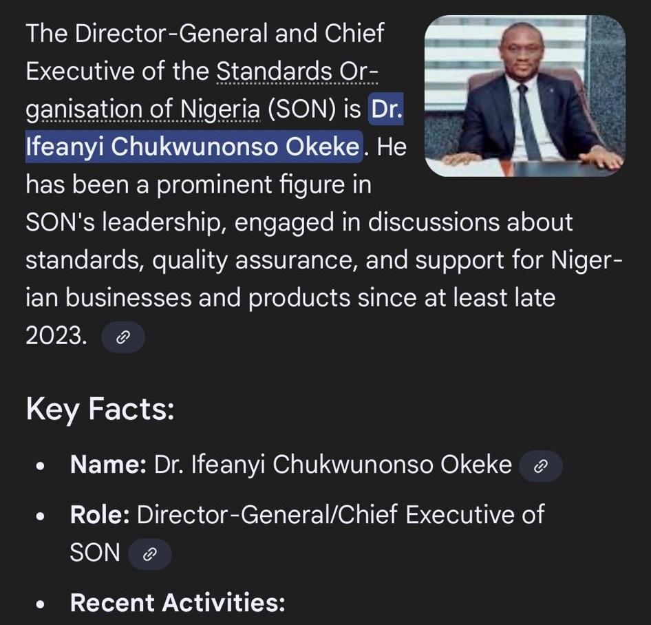 SE3XYN25 (@pbattracker) on Twitter photo Yibos will gaslight you as if they have anything to offer. This fufu has been doing only one job at SON...bloat the payroll with his fellow yibo m.aggots <a href="/PBATMediaCentre/">President Bola Ahmed Tinubu Media Centre</a> <a href="/officialABAT/">Bola Ahmed Tinubu</a> Yibos will gaslight you as if they have anything to offer. This fufu has been doing only one job at SON...bloat the payroll with his fellow yibo m.aggots <a href="/PBATMediaCentre/">President Bola Ahmed Tinubu Media Centre</a> <a href="/officialABAT/">Bola Ahmed Tinubu</a>